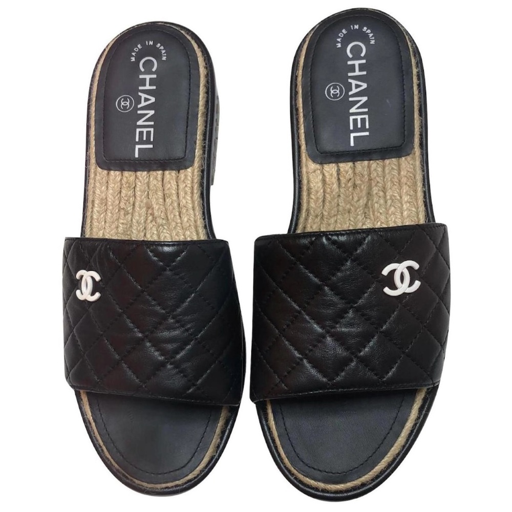 Chanel Black Quilted Sandals